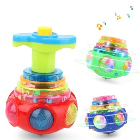 1st Glutinous Gyroscope Backed Round Lluminous Toy Light Music Rotating Gyro Slumped Color Gyro