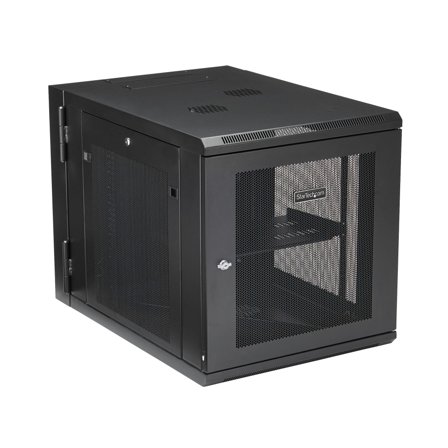 StarTech 12U 19" Wall Mount Network Cabinet, 4 Post 24" Deep Hinged Server Room Data Cabinet- Locking Computer Equipment Enclosure with Shelf,