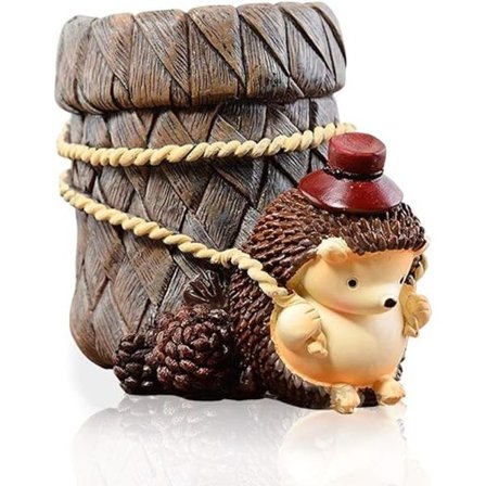 Sød Pindsvin Skrivebords Penholder (Rød Hat), Tandbørsteholder Resin Skrivebords Organizer Beholder Kontorartikler Opbevaring Værelse Kontor 