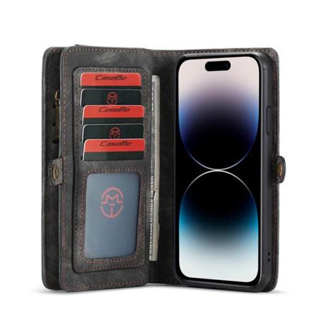 Multiplånbok Caseme 11-kort Apple Iphone 14 Pro - Svart/grå