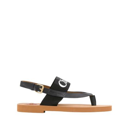 Chloé Woody Flat Sandaler Sort, Dame Sandaler, Størrelse: 36 EU