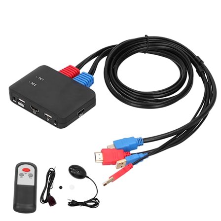 2-porttinen HDMI KVM-kytkin kaapeleilla 4K 60Hz HDMI-kytkentärasia Windows/IOS/OS X/Linux -järjestelmille