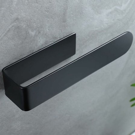 20cm håndkleholder uten boring - Selvklebende håndkleholder med enhåndsinstallasjon, SUS304 rustfritt stål, svart