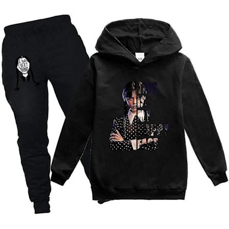 Wednesday Family Hoodie Barn Unisex Paketti Addams Paita Vaatteet V1 k musta 110cm black