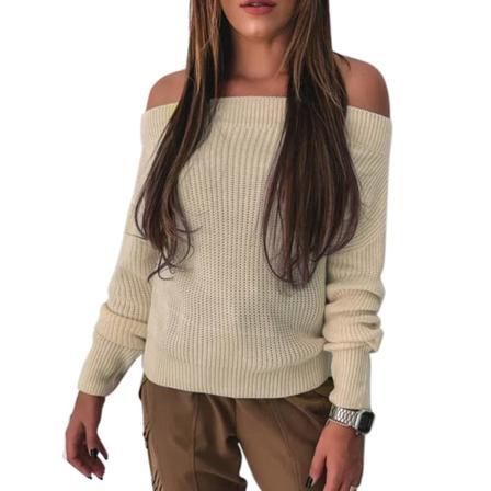 One Word Collar Casual Stickad Tröja