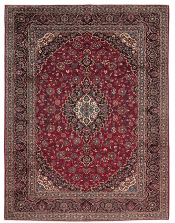 Handgeknüpft Keshan 290X375 Wollteppich Dunkelrot/Schwarz Groß