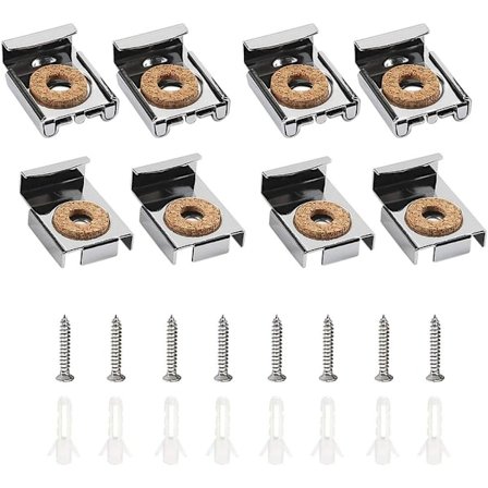 8 stk. Premium Spejl Klips Spejl Beslag Rammeløs Glas Væghængende Monteringskit, Spejl Hængeklips, til Badeværelse Stue