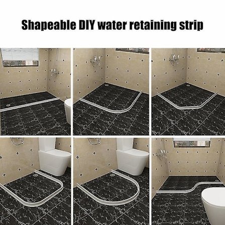Shower Door Dam Water Stopper Collapsible Shower Threshold Water Barrier For Bathroom