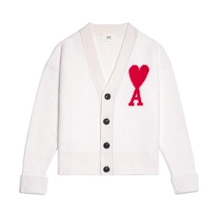 Ami Paris, Cardigans Wit, Heren, Maat:L,wol