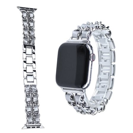 Apple Watch Series 5 44mm tyylikäs kuvioitu kellonauha - Hopea