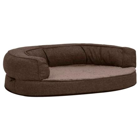 Vidaxl Ergonomisk Hundmadrass 90x64 Cm Linnelook Fleece Brun Brun