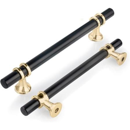 Sett med 6 skap T-håndtak 128mm, moderne sinklegering kjøkkenskap