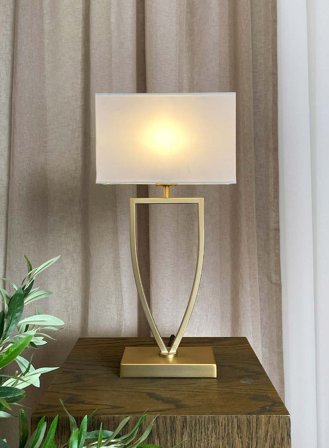 Aluna bordlampe m/skjerm - oxidert