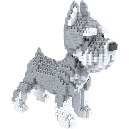 880 brikker. Schnauzer hund. Figur til samling med nanoblocks