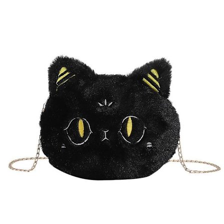 Personlighet Plysch kattungeväska hona 2023 Nytt mode lurvig axelväska Parodi Black Cat Messenger Bag Kvinna