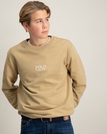 Polo Ralph Lauren Logo French Terry Sweatshirt Beżowy Swetry Chłopiec - Kids Brand Store