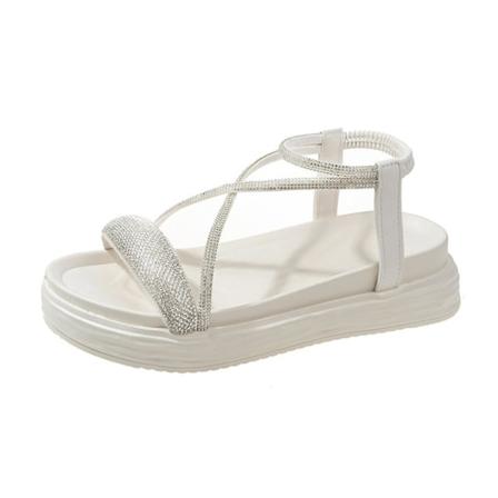 Kvinnors tjocka bottensandaler Dam enkla enfärgade skor för kontor dejt dans vardagskläder Creamy-white 38