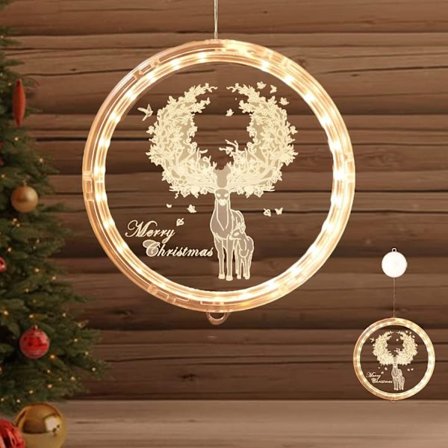 Dekorative julelys, 3D hængende lyskæder, julebelysning, hængende vindue, LED-sugekop, lyskæder, jul, batteridrevet