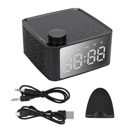 B1 Bluetooth 5.0 -kaiutin Monitoiminen langaton digitaalinen LED-näyttö Minikello (Musta)