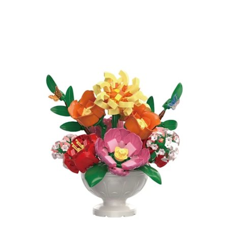 Trädgårdsvilla byggklossar, romantiska rosor, blommor, solrosor, påskliljor, klassiska mönster, mini byggkloss set, barnset