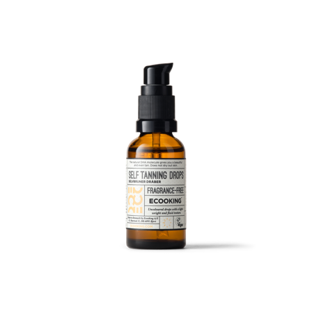 Ecooking Selvbruner Dråber 30 ml - Naturlig Glød, Intens Kulør, Fugtgivende med Hyaluronsyre, Agurkeekstrakt & Glycerin