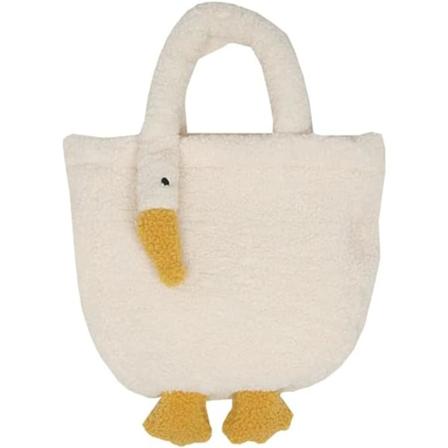 Sød plys gås taske til kvinder piger fluffy gås pung fuzzy tote håndtaske plys dyr taske furry skuldertaske pung