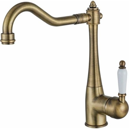 Vintage Messinkinen Keittiöhana, Antiikkinen 360° Kääntyvä Keittiöhana, Maalaismainen Korkeapainehana