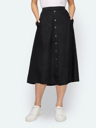 SIGNATURE - Hør Nederdel - Sort