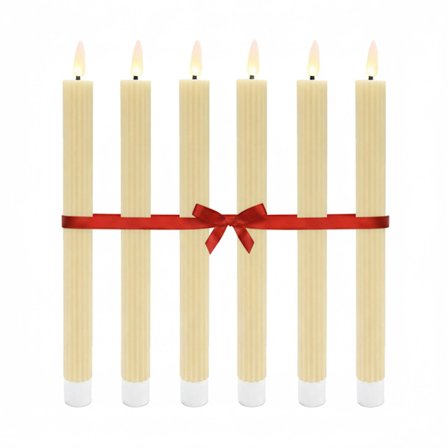 LED flammeløse keglelys, ægte voks, sæt med 6