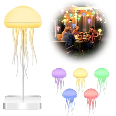 XJ-LED-manetlampe, RGB Gradient Jellyfish Light med stemmestyring og smarte tentakler for hjem, kontor