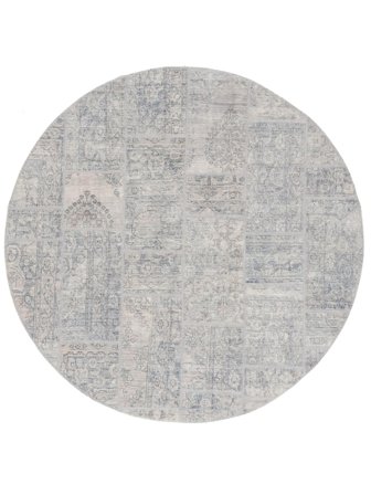 Patchwork Teppe Ø 200 Rundt Grå/Mørk Grå Ull, Persia