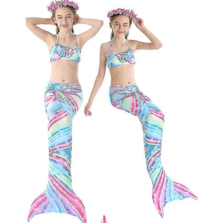 3 stk jentes badedrakter havfrue for svømming havfrue kostyme bikinisett