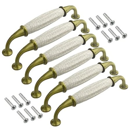 6 st skåp handtag i vit keramik