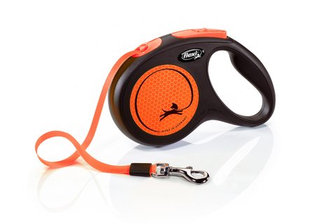 Flexi - Flexi New Neon Koppel Med Band 5 m - Orange - Hundkoppel