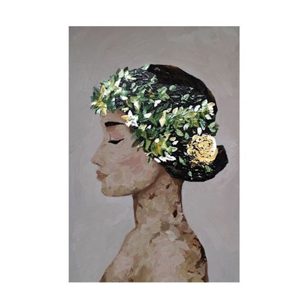 Lærredskunst med forårsdame – 60x80 cm, flerfarvet