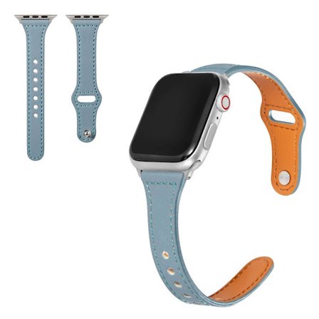 Apple Watch Series 6 / 5 40mm button snap genuine leather watch band - Baby Blue