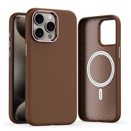 Etui til iPhone 14 Pro, brunt magnetisk type magnetisk lær, full anti-fall