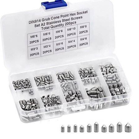 200 kpl Ruuvikiinnitteitä Hex M3 M4 M5 M6 M8 Allen Ruuvit Ruostumaton