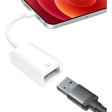 Vit Lightn-ing till USB-kameraadapter kompatibel med i-Phone,i