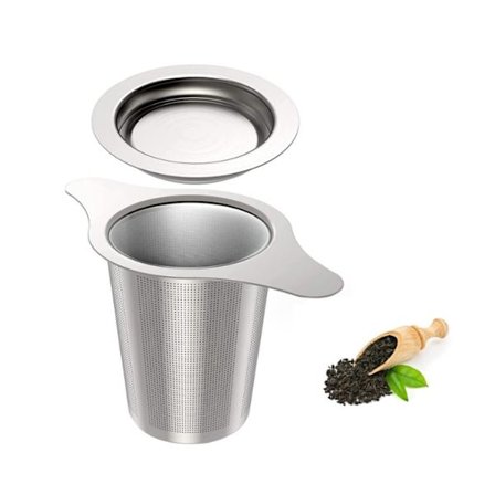 1 stk. te-filter med håndtag og låg, te-si, te-filter til kop