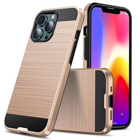 Iphone 13 Skal Borstad Stål Textur Guld