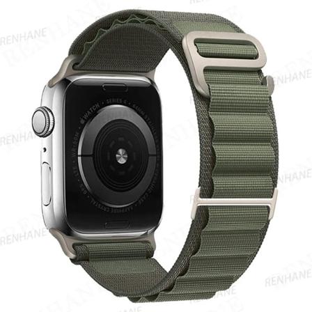 Alpine Loop Band För Apple Watch Rem 49mm 45mm 41mm 44mm 40mm 42mm 38mm Metall G-Hook Nylon Armband iWatch Ultra 9 5 SE 6 7 8 Green 42mm 44mm 45mm 
