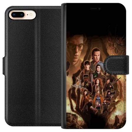 Yhteensopiva Lompakkokotelo Apple iPhone 7 Plus Ryhmäpotretti Stranger Thingsin sankareista, joissa on tumma fantasiaympäristö ja uhkaava olento ta