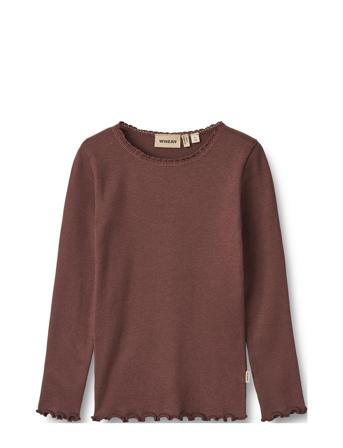 Rib T-Shirt L/S Reese Tops T-shirts Long-sleeved T-shirts Burgundy Wheat