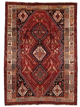 Qashqai Fine Rug 210X295 Dark Red/Black Wool, Persia