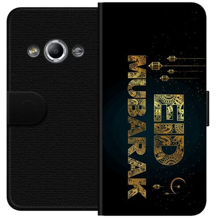 Kompatibel Tegnebogsetui til Samsung Galaxy Xcover 3 Gyldent Ramadan-motiv med dekorativ typografi, lanterner, halvmåne og stjerner på en mørk bagg