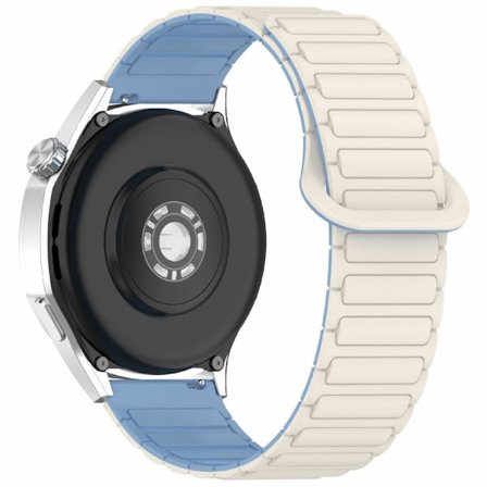 Huawei Watch GT 5 Pro 42mm / GT 5 41mm / GT 4 41mm / Garmin Venu 3S / Forerunner 265S Silikonband 18mm Magnetiskt klockarmband - Vit / Blå