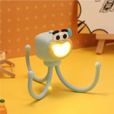 Octopus LED natlampe, læselampe/tastaturlampe/skærmlampe - ben kan bøjes og krølles overalt - soveværelseslampe, indendørs (blå)