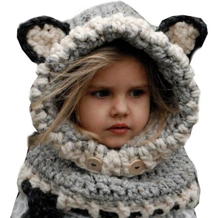 Söta rävöron barns halsduk kappa hatt hals leggings akryl så