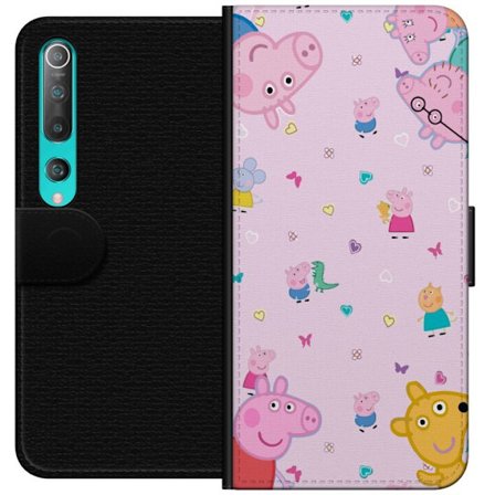 Kompatibelt Lommeboketui til Xiaomi Mi 10 5G Peppa Gris med en baby i armene, mamma gris motiv i fargerik og myk barneillustrasjon med hjerter